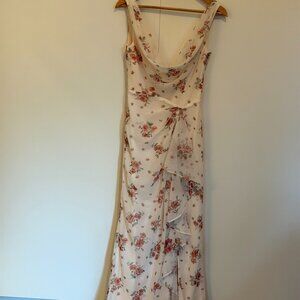 Cream and Floral Formal Dress